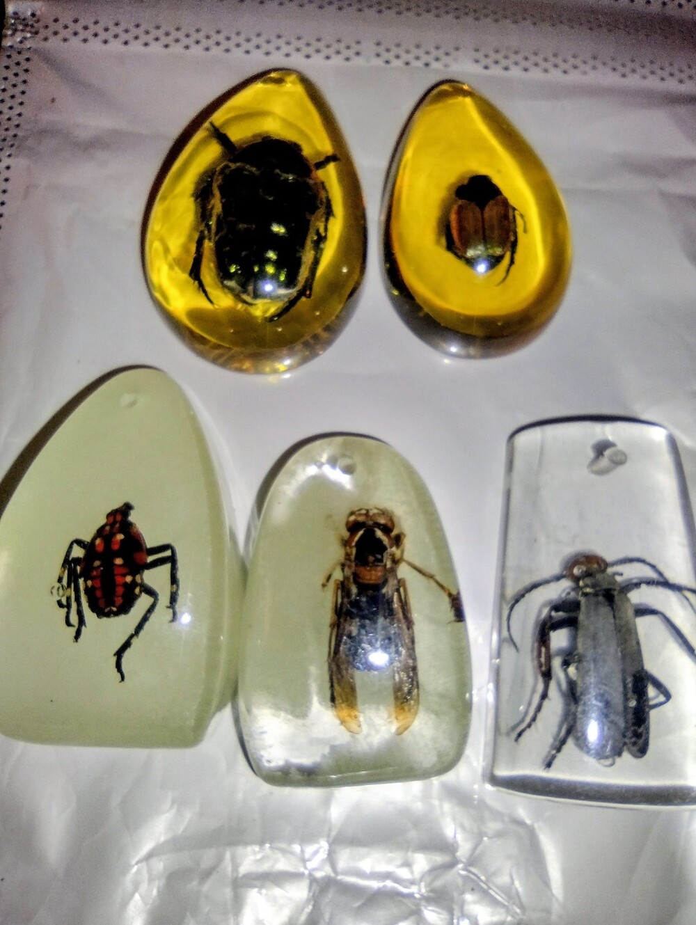 Amber, Clear And Glow In The Dark Detailed Resin Stones/Charms